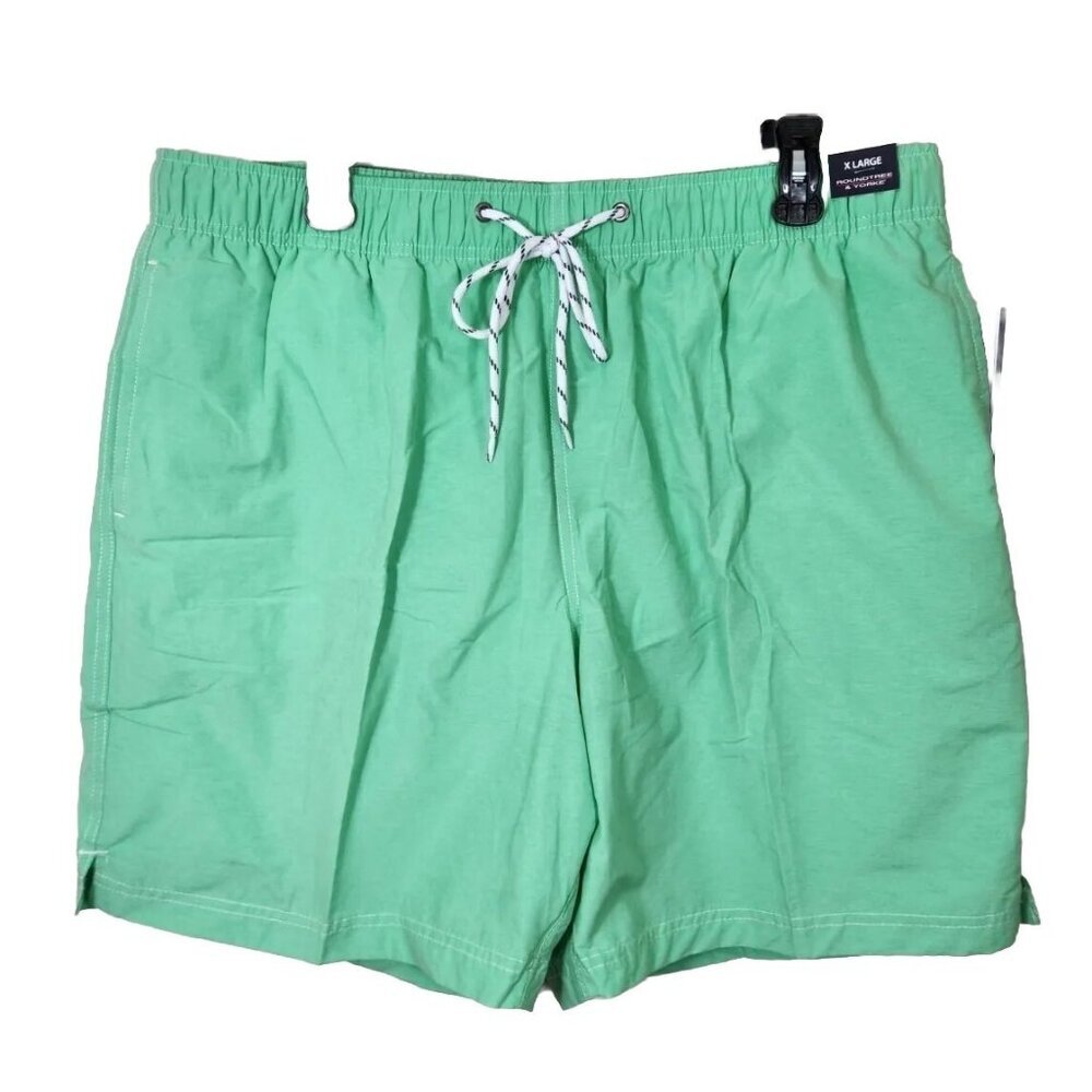 Roundtree & Yorke Mens  Size XL Lime Green  Trunks Lined Swim Shorts NWT --24
